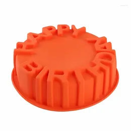 Baking Moulds 6'' Round Happy Birthday Letters Cake Pan Mold DIY Decorating Tool Kitchen Accessories Silicone Pastry