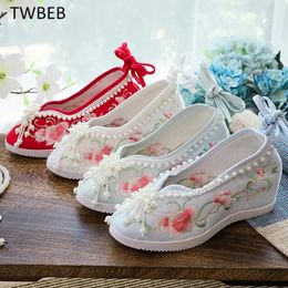 The Women Traditional Chinese Style Hanfu Boot Embroidered Cloth Shoes Wedding Bride Old Beijing Retro Short Boots Footwear 240202