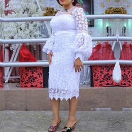 Ethnic Clothing African Dresses For Women Long Sleeve Turkey Lace Evening Wedding Party Mid-Calf Length Dress Muslim Africa Clothes 2024