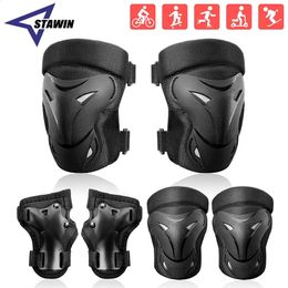 6Pcsset Protective Gear Set Skating Knee Pads Elbow Pad Wrist Hand Protector for Kids Adult Cycling Roller Rock Climbing Sports 240130