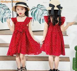 Malayu Baby Girls Dress Summer New Kids Clothes Sleeveless Polka dot Mesh dress Clothes For Girls Princess dresses 26 Year1620949