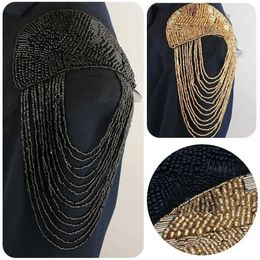 Brooches 1 Pair Fashion Elegant Acrylic Beads Gothic Mark Brooch Tassel Epaulette Shoulder Board