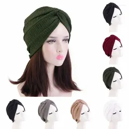 Ethnic Clothing Women Plain Colour Elastic Wrap Hair Cap Hijabs Pleated Arab Beanies Muslim Lady Islamic Headwear