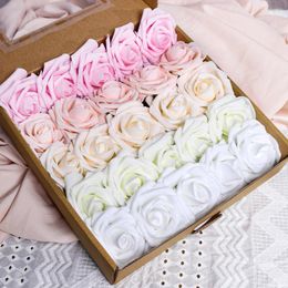 Decorative Flowers 5/10Pcs 7cm Foam Rose Artificial For Wedding Party Decoration Supplies Home Decor Fake Bride Wreath Accessories