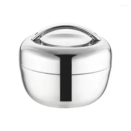 Dinnerware Sets Stainless Steel Insulated Container Bento Round Lunch Box For Office School Or Outdoor Activities