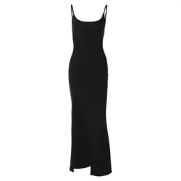 Casual Dresses Women Bodycon Sling Dress Deep Square Neck Ladies Spaghetti Strap Sleeveless Backless Slim Fit Cocktail Party Clothing