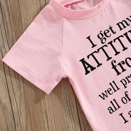 Clothing Sets Toddler Baby Girl Summer Clothes Short Sleeve Letter Print Shirt Tops Solid Colour Shorts 2Pcs Outfits