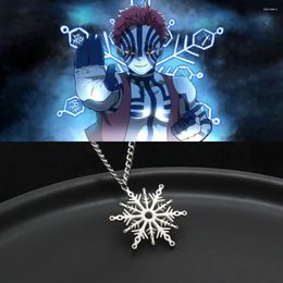 Pendant Necklaces 2024 Akaza Symbol Necklace For Men Women Titanium Anime Demon Slayer Jewellery Trend Accessories Cosplay Couple Gift