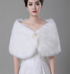 White Pearl Wrap Shawl Coat Jackets For Bridal Winter Wedding Cloak Faux Fur Shawls 2016 New Arrival8865786