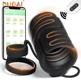 3 in 1 Penis Trainer Vibrator Dual Cock Ring Sex Toys for Men APP Remote Control Male Masturbator Glans Stimulate Massage 240202