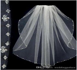 Short Bridal Wedding Veils Beaded Edge Tulle One Layer Bride Head Veils Wedding Bridal Accessiories6718351