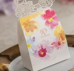Chocolate Favor Box Flower Wedding Candy Holder Romantic Wedding Decoration Candy Box Small Size Laser Cut Paper Favors3851404