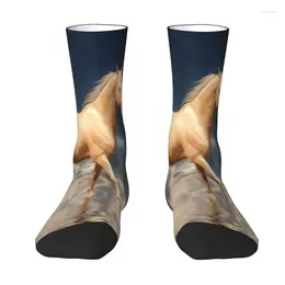 Men's Socks Turkmen Achal Teke Horse Mens Crew Unisex Kawaii 3D Printed Golden Horses Dress