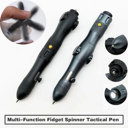 Multi-function Spinner Self Defence Tactical Pen Flashlight Emergency Glass Breaker Outdoor Survival EDC Tools Drop Ship 240123