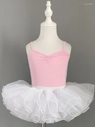 Stage Wear Elegant Ballet Leotard Lyrical Dance Costume Line Latin Suit Slim Fit Girl Kid's Classical Mesh Tights Balet Sleeveless Rompers