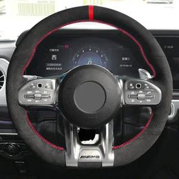 Steering Wheel Covers Car Cover Suede Leather Trim For Mercedes Benz A45 E63 AMG GT C190 R190 W177 W205 W213 X253 GLE 53 W167 S 65 W222