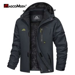 MAGCOMSEN Mens Hooded Fleece Ski Jacket Waterproof Thermal Thick Warm Parka Coats Winter Snow 240130