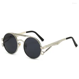 Sunglasses 2024 Metal Steampunk Men Women Fashion Round Eyewears Brand Designer Sun Glasses High Quality Uv400