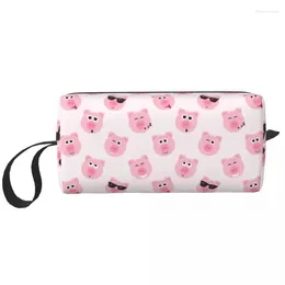 Cosmetic Bags Pink Cartoon Cute Pig Animal Large Makeup Bag Waterproof Pouch Travel Storage For Women