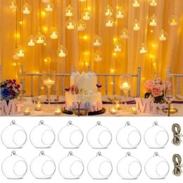 3612 Pcs Transparent Glass Candle Holder Flower Hanging Ball Vase Tea Light for Home Wedding Party Decor 240127