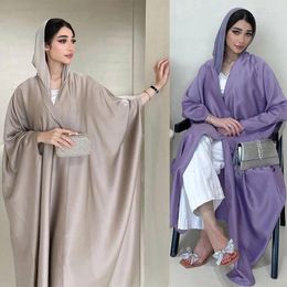 Ethnic Clothing Soft Light Forged Bat Sleeve Dress For Women Middle East Islamic Abaya Muslim Fashion Gown Morocco Tauf