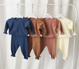 New Children Clothes For Boys Girls Ribbed Set With Full Sleeve Kids Soft Autumn Winter Cloth Baby Pants Toddler 2 Pcs29184888685