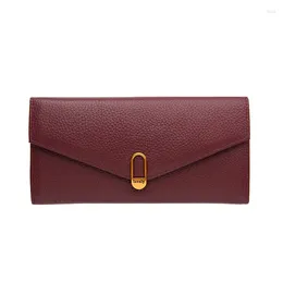 Wallets Long Women Genuine Leather Envelope Wallet Simple Luxury Ladies Billfolds Natural Calfskin Purse Clutch As A Gift