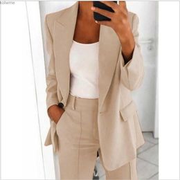 Women's Two Piece Pants Womens Blazer Top Elegant Sporty Summer Fitted Jacket Suit Jacket Business Oversize Tracksuit Office Lady Blouse Coat Tops YQ240214