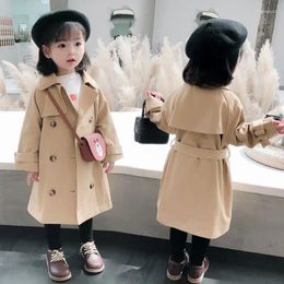 Jackets Baby Girls Cotton Long Khaki Trench Jacket Infant Toddler Children's Windbreak Spring Autumn Casual Coat Outerwear Clothes 2-8Y