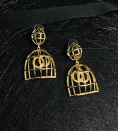 Luxury wedding jewelry Golden bird cage earrings Designer ladies fashion accessories with box 04162722338484212326