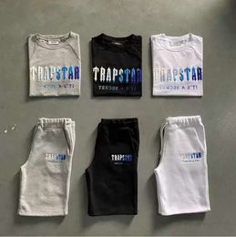 Mens Trapstar T Shirt Set Letter Embroidered Tracksuit Short Sleeve Plush Shorts Motion current 9203ESS