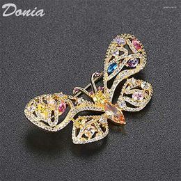 Brooches Donia Jewellery Fashion Butterfly Brooch Copper Inlaid Zircon Ladies Insect Clothing Accessories Scarf Pin