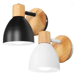 Wall Lamps Nordic LED Lamp Minimalist Wooden Rotatable Black White Sconce For Bedroom Living Rooms Study Illumination Luminaire Lustre