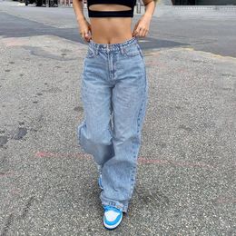Women's Jeans Baggy Trousers Cargo Pants Casual Solid Colour Washed Fashion Versatile High Waisted Wide Leg Denim
