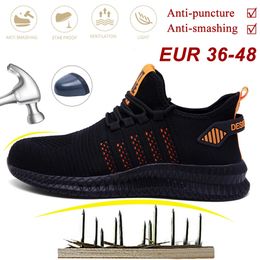 Work Safety Shoes Non-slip Waterproof Anti-smashing Steel Toe Puncture Working Boots Lightweight Fashion Sneakers For Men Women 240130