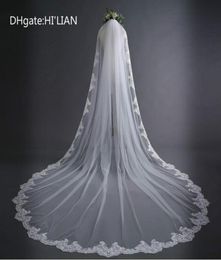 New 3 Metre White Cathedral Wedding Veils Long Lace Edge Bridal Veil with Comb Wedding Accessories Bride Mantilla Wedding Veil2632877