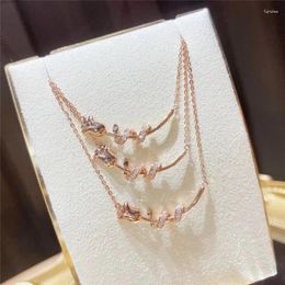 Chains Korea Fresh And Sweet Three-dimensional Rose Necklace Simple Exquisite Sterling Silver Pendant Clavicle Chain Hypoallergenic