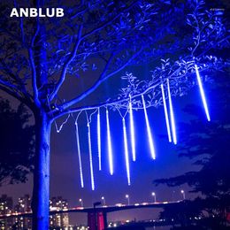 Strings ANBLUB 30cm 50cm 8 Tubes Waterproof Meteor Shower Rain LED String Lights Outdoor Christmas Decoration For Home Tree EU/US Plug