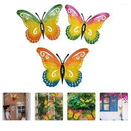 Wall Stickers 3pcs Iron Butterflies Ornament Hanging Pendant Art Decoration For Home