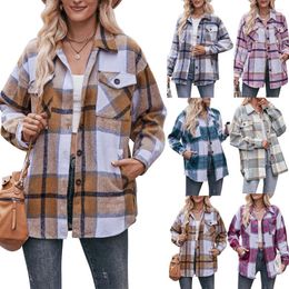 Ethnic Clothing Winter Fashion Retro Printed Tweed Long Sleeve Loose Jacket Women'S Plus Size Outwears Coats For Women Clothes