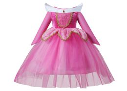 Sleeping Beauty Princess Aurora Dress up Party Costume Long Sleeve 5 Layers Cosplay Long Dress Halloween Birthday Gift3317191