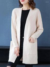 Women's Knits Mid Length Oversize 5xl 90kg Sweater Cardigan Casual Loose Soft Sueter Coats Basic Solid Colour Knitwears Tops Spring