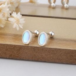 Stud Earrings Trendy Silver Colour Moon Stone Classic Oval Circle For Women Girl Gift Fashion Jewellery Dropship Wholesale