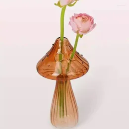 Vases 1pcs Nporous Colored Mushroom Hydroponic Vase Ornament Glass Home Desktop Decoration