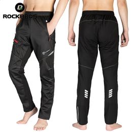 ROCKBROS Winter Bike Pants Men Women Thermal Warm Long Cycling Pants Fleece Reflective Windproof MTB Sports Bicycle Trousers 240202