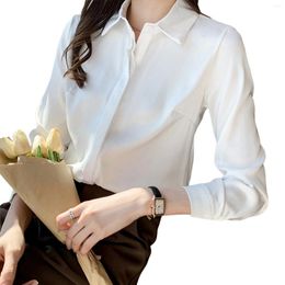 Women's Blouses Basic Long Sleeve Shirts V Neck Tops Button Down Shirt For Work Office Business