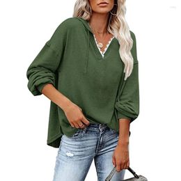 Women's Hoodies Lace Collar Hooded Sweatshirts Women Solid Colours Loose Casual Pullovers Spring Autumn Fashion All-Match Chic Streetwear