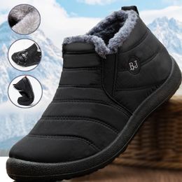 Men Boots Waterproof Winter Boots Lightweight Snow Boots Warm Fur Men Shoes Plus Size 47 Unisex Ankle Boots Slip on Casual Shoes 240201