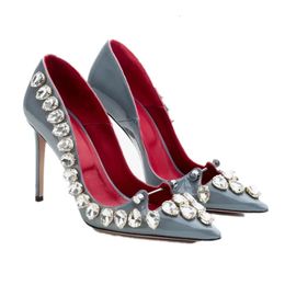 Pumps Female Rhinestones 682 Party High Heels Hand-Made Fashion Ladies Stiletto Crystal Pointed Toe Women Shoes 240125 339