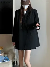 Women's Suits Black Blazers Women Office Lady Autumn Temper Classy Single Button Coats Notched Collar Fashionable Simple All-match High